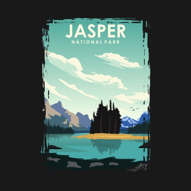 Jasper National Park Vintage Travel Art by jornvanhezik