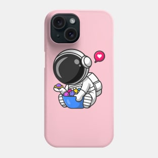 Cute Astronaut With Planet Candy Bowl Cartoon Phone Case