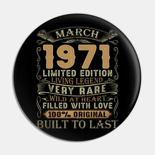 Vintage 50 Years Old March 1971 50th Birthday Gift Pin