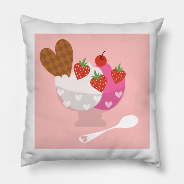 Ice cream sundae Pillow by tfinn