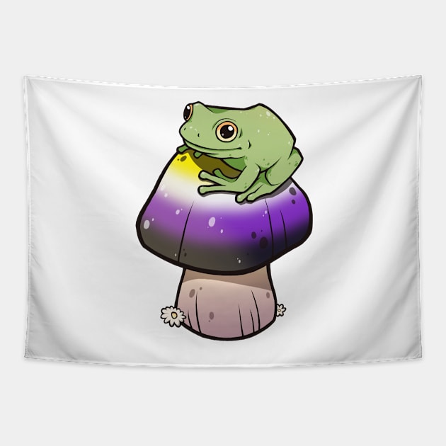 Nonbinary Pride Mushroom Frog Tapestry by saltuurn