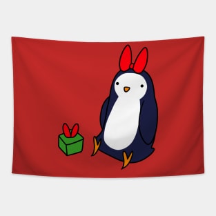 Christmas Gift Penguin Tapestry