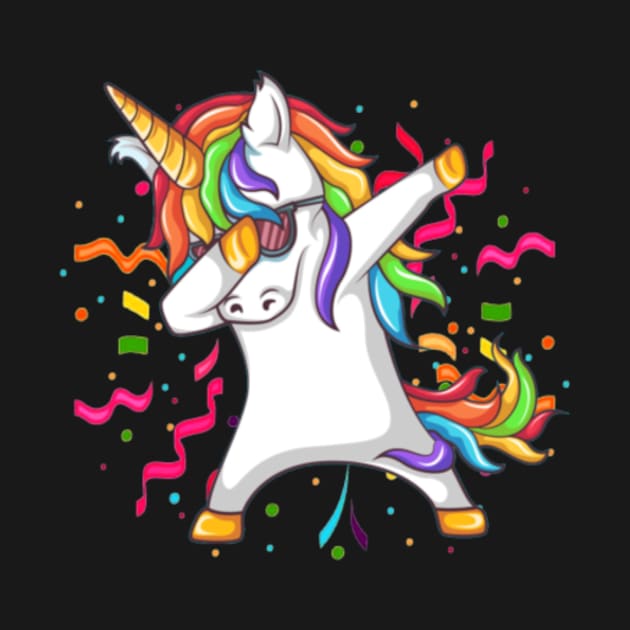 Dabbing Unicorn Birthday Shirt Girls Cute Unicorn- by Xizin Gao