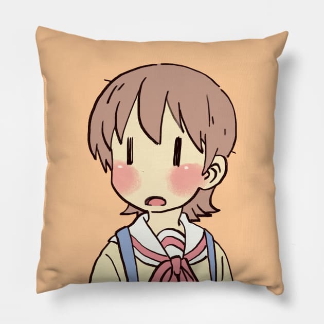 funny yuuko meme surprised face nichijou Pillow by mudwizard