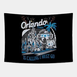 Orlando Florida is calling I must go Theme Park Vintage Retro Design Tapestry