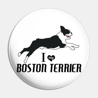 Boston Terrier Pattern in Blue Fun Boston Terriers Paw Prints and Bone Print Pin