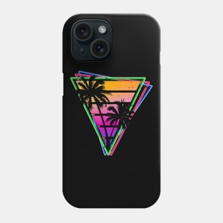 Distressed Synthwave Triangle Palm Tree Design Phone Case