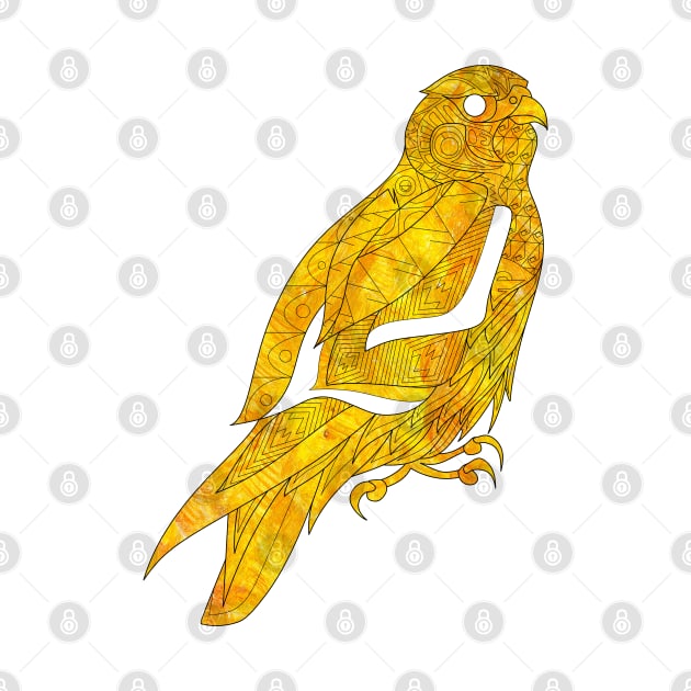 golden peregrine falcon bird ecopop kawaii pattern by jorge_lebeau