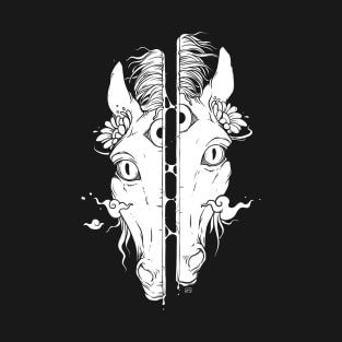 Split Face Horse, Weird Art T-Shirt