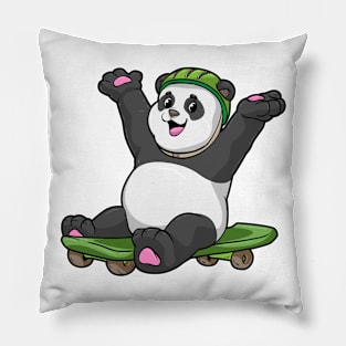 Panda as Skater with Skateboard and Helmet Pillow