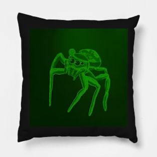 Jumping Spider Drawing V20 (Green 2) Pillow