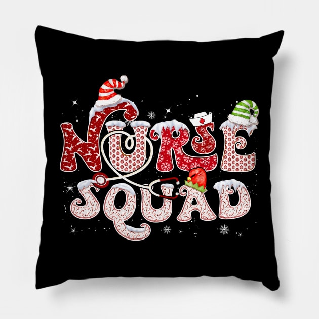 Groovy Nurse Squad Christmas Pillow by wizardwenderlust