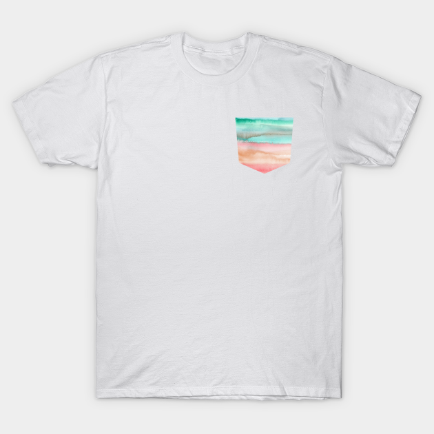 Pocket - Gradient Watercolor Melon - Watercolor - T-Shirt