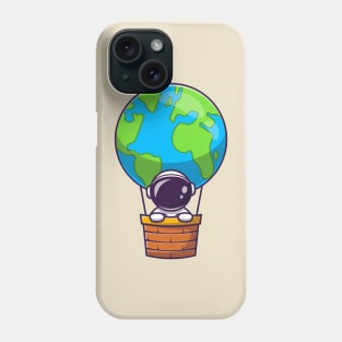 Cute Astronaut In Hot Air Balloon Earth Phone Case