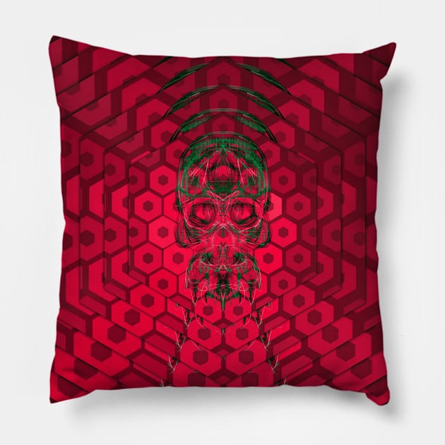 Electroluminated Skull Radiate - Raspberry Pillow by Boogie 72