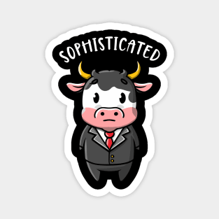 Sophisticated Funny Cow Wearing a Suit and Tie Cartoon Humor Magnet