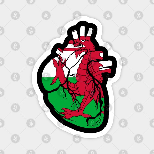 Anatomical heart design, Welsh flag Magnet by Bun Art Store