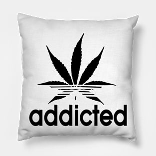 Addicted Pot Leaf Black Logo Pillow