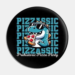 Pizzassic Prehistoric Pizza Party - Funny Dinosaur (Dark) Pin
