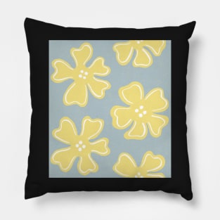 Pattern of yellow button flowers on light blue Pillow