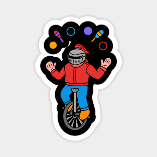 Cartoon knight juggler ride unicycle Magnet