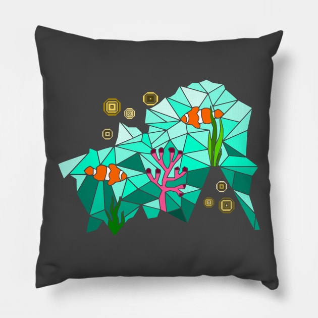 Geometric clown fish Pillow by Wild Geometric