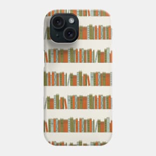 Pattern with vintage books on bookshelves Phone Case