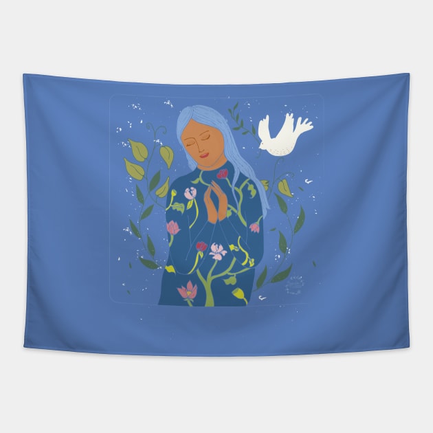 Blue Madonna Tapestry by nandawatts