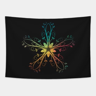 Rainbow abstract flower star design 12 Tapestry