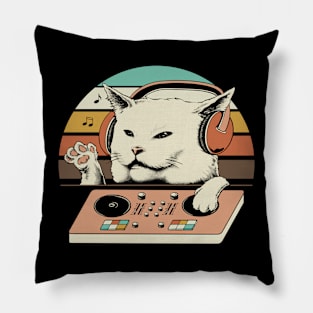 DJ Cat Meme Women Yelling Pillow