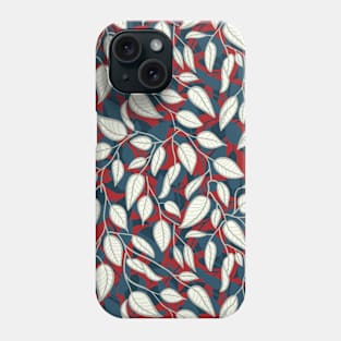 Minimalist Leaf Line Art Illustration as a Seamless Surface Pattern Design Phone Case