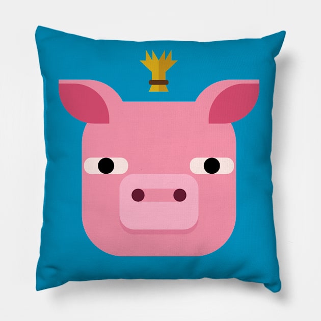 King Pig Pillow by thehappyonion