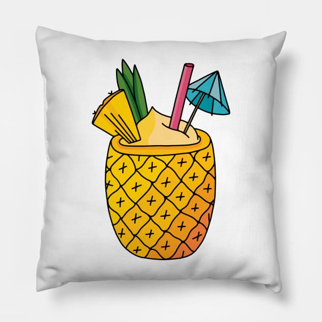 Pineapple Tropical Drink Pillow by murialbezanson