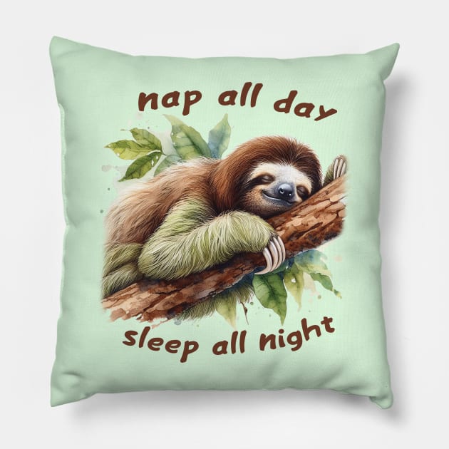 Nap all day, sleep all night Pillow by Trendsdk