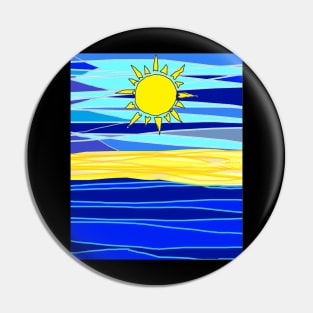 blue Sea blue sky Yellow Sun Pin