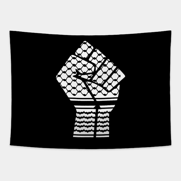 Keffiyeh Black Power Fist - Left Side - Back Tapestry by SubversiveWare