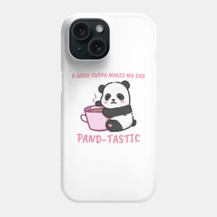 Panda bear hugging a cup of coffee Phone Case