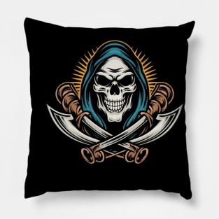 Bold Reaper Body Art - Unleash the Mystique of Death's Ink Pillow