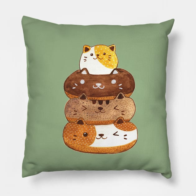 Cat Donuts Pillow by jessthechen