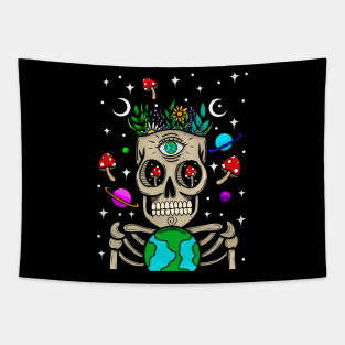 Trippy earth skully Tapestry