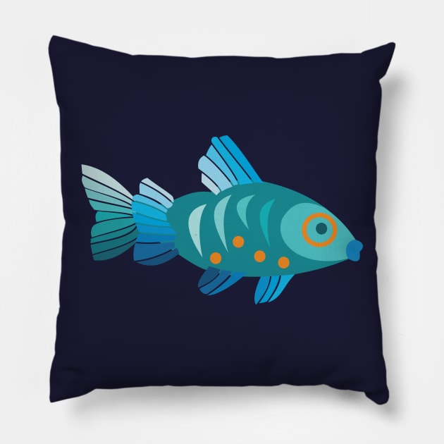 Blue Fish Pillow by evisionarts