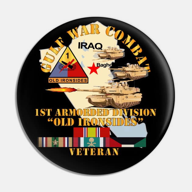 Gulf War Combat Armor Vet w 1st Armored Division Pin by twix123844