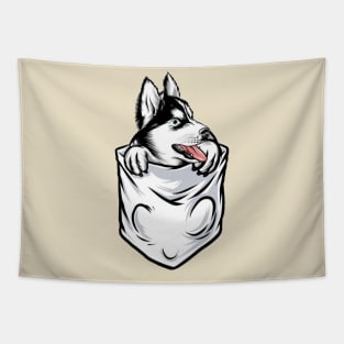 White cute dog in the pocket Tapestry