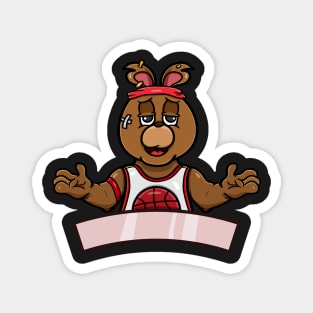 Basketball Bear Cartoon Magnet