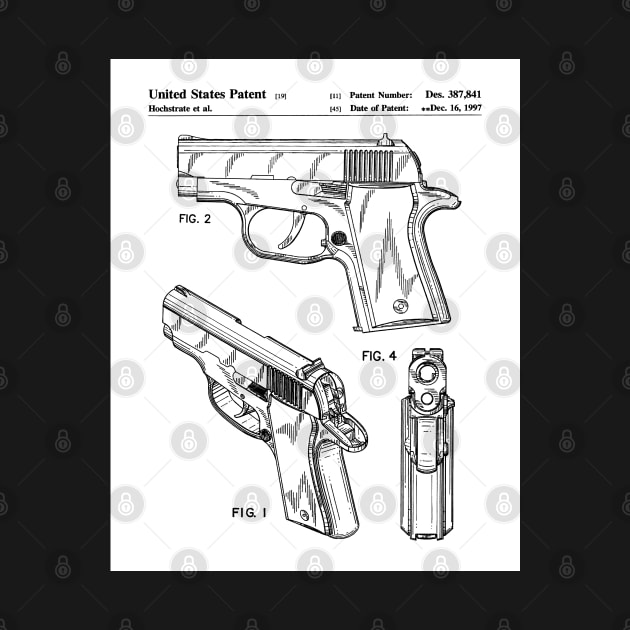 Sig Sauer Pistol Patent - Firearm Enthusiast Gun Lover Art - White by patentpress