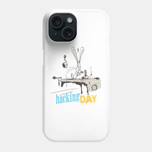 White rabbit hacking day cartoon design Phone Case