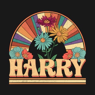 Harry Flowers Name Personalized Gifts Retro Style T-Shirt