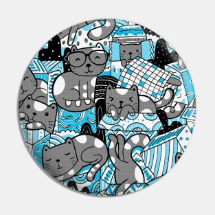 Abstract Grey Cat Pattern Pin