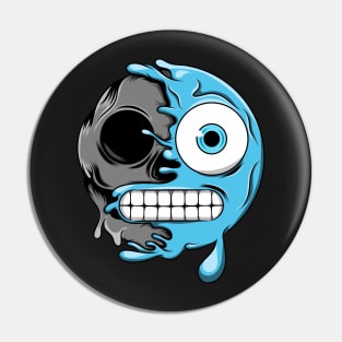 Blue Grimacing Zombie Emoji Pin