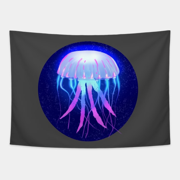 Glowing Jellyfish Tapestry by Summerdsgn
